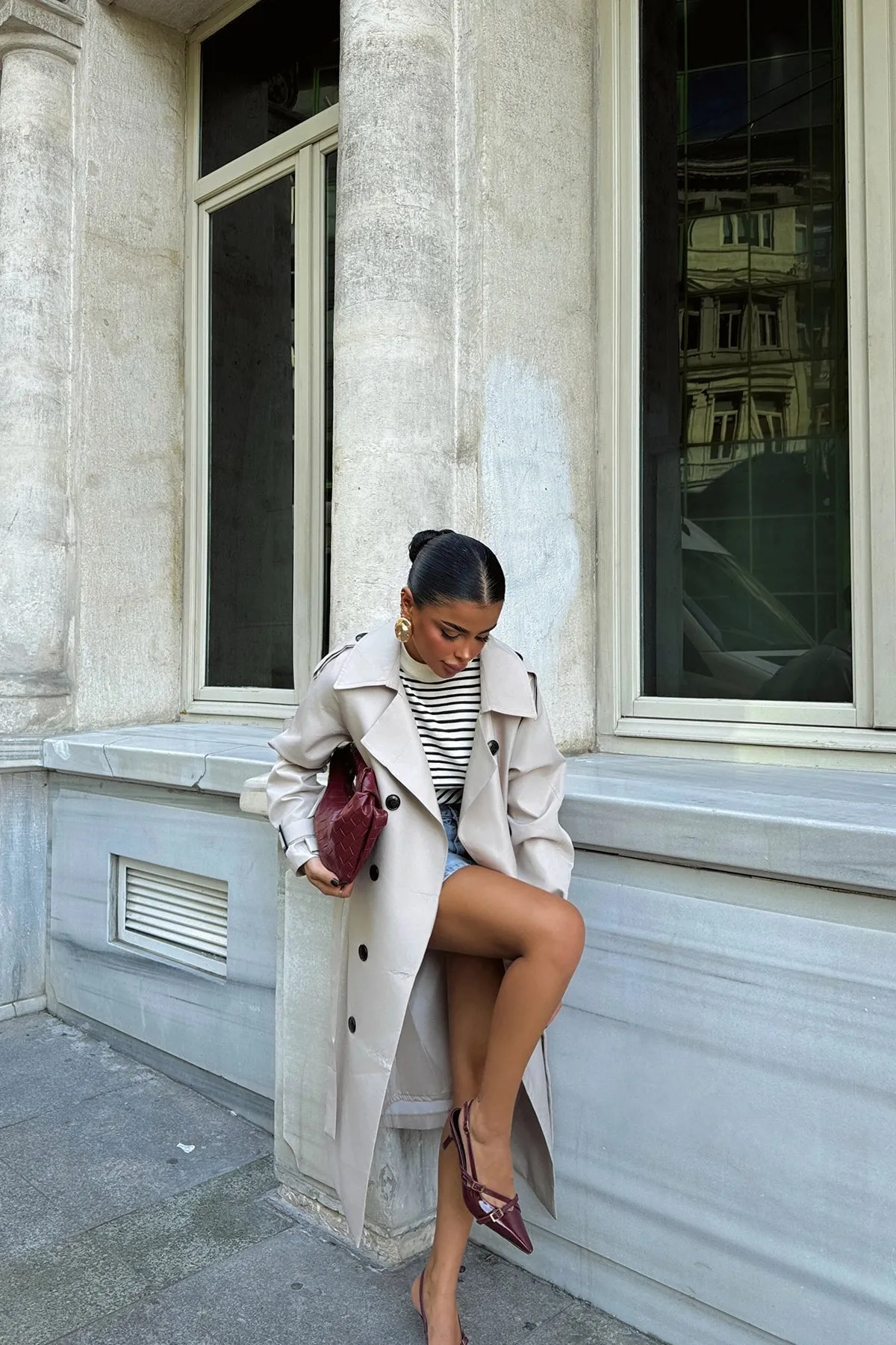 EYY Women Stone Arms Belted Trench Coat - Edmonton