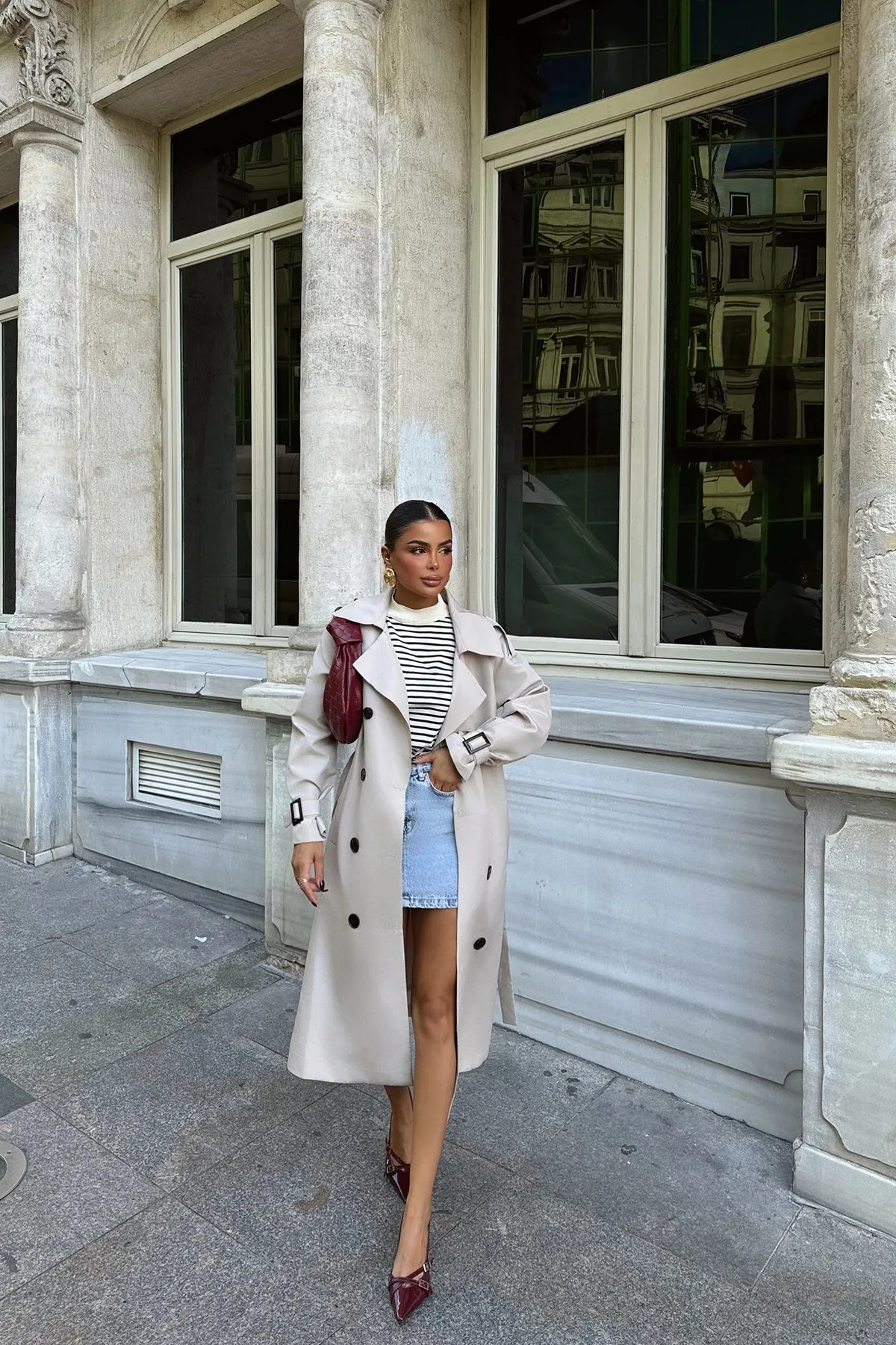EYY Women Stone Arms Belted Trench Coat - Edmonton