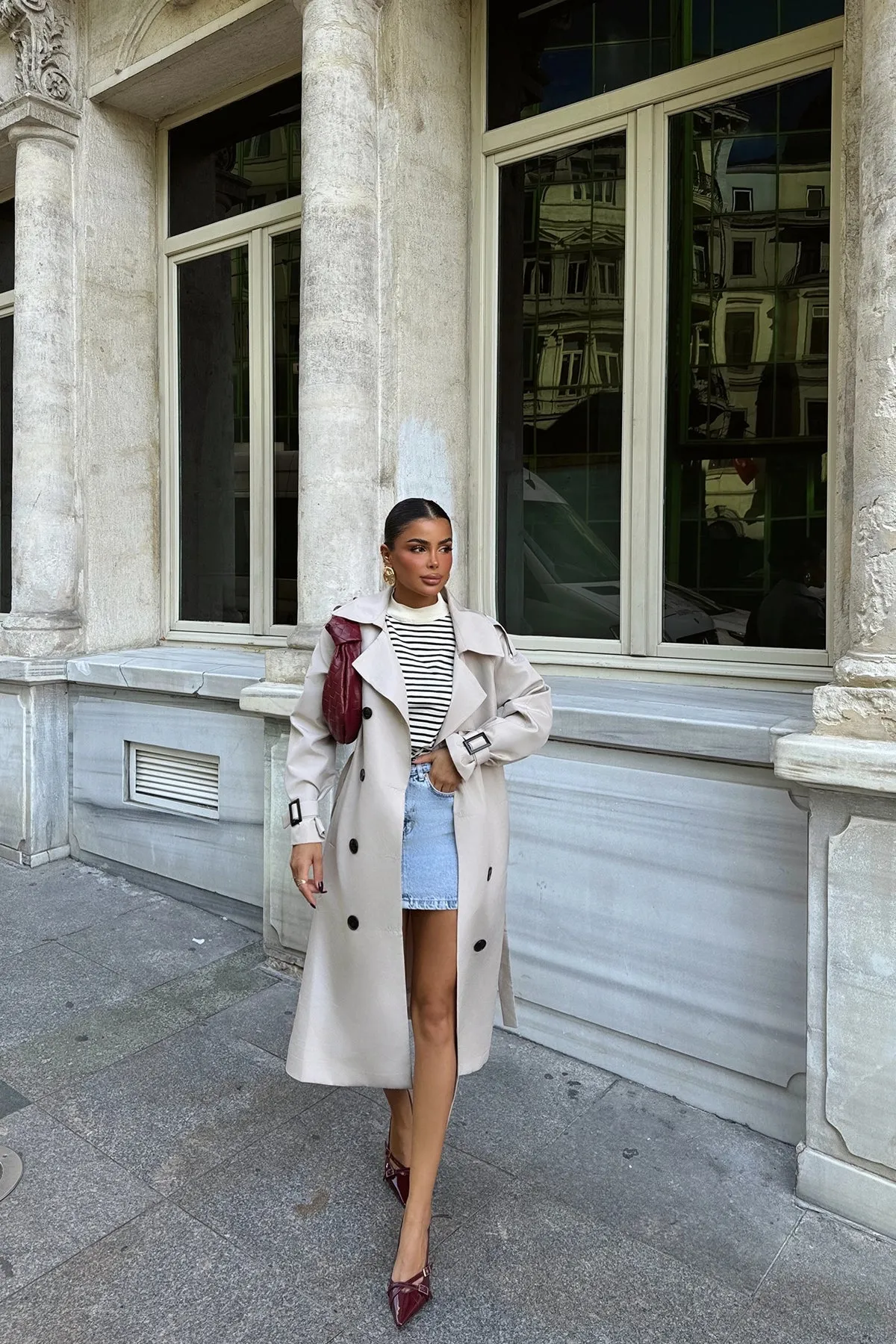 EYY Women Stone Arms Belted Trench Coat - Edmonton