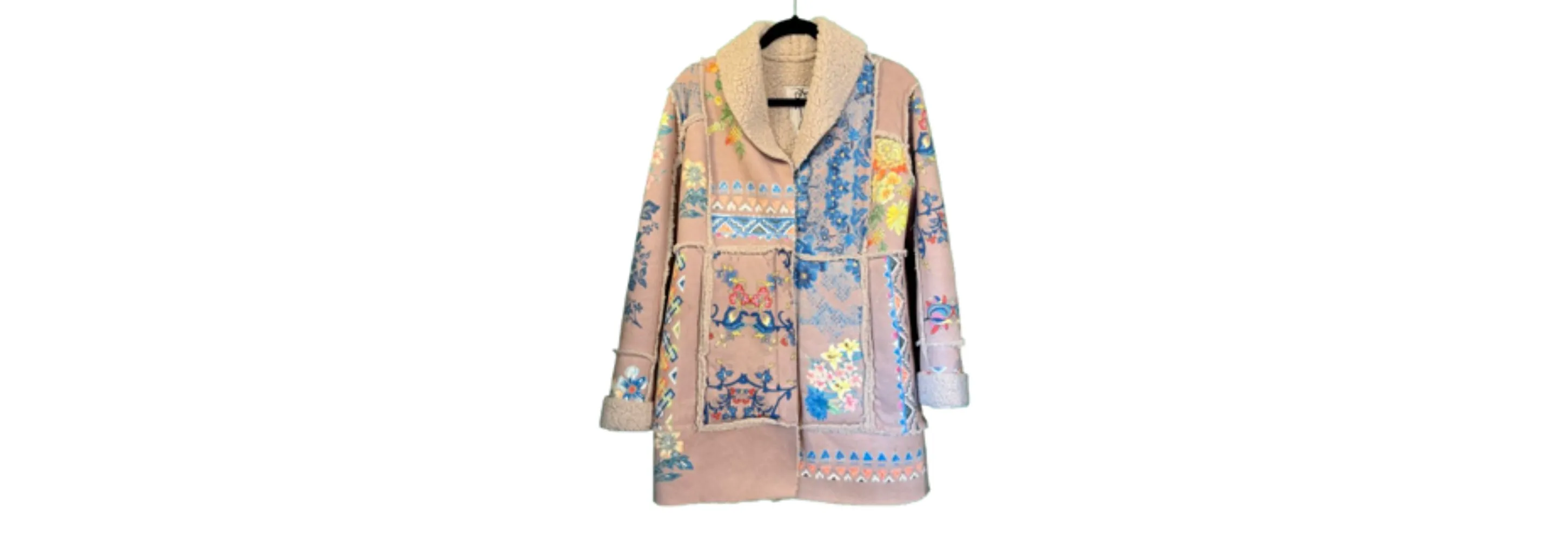 Faux Suede Fleece Lined Floral Jacket XS - Johnny Was