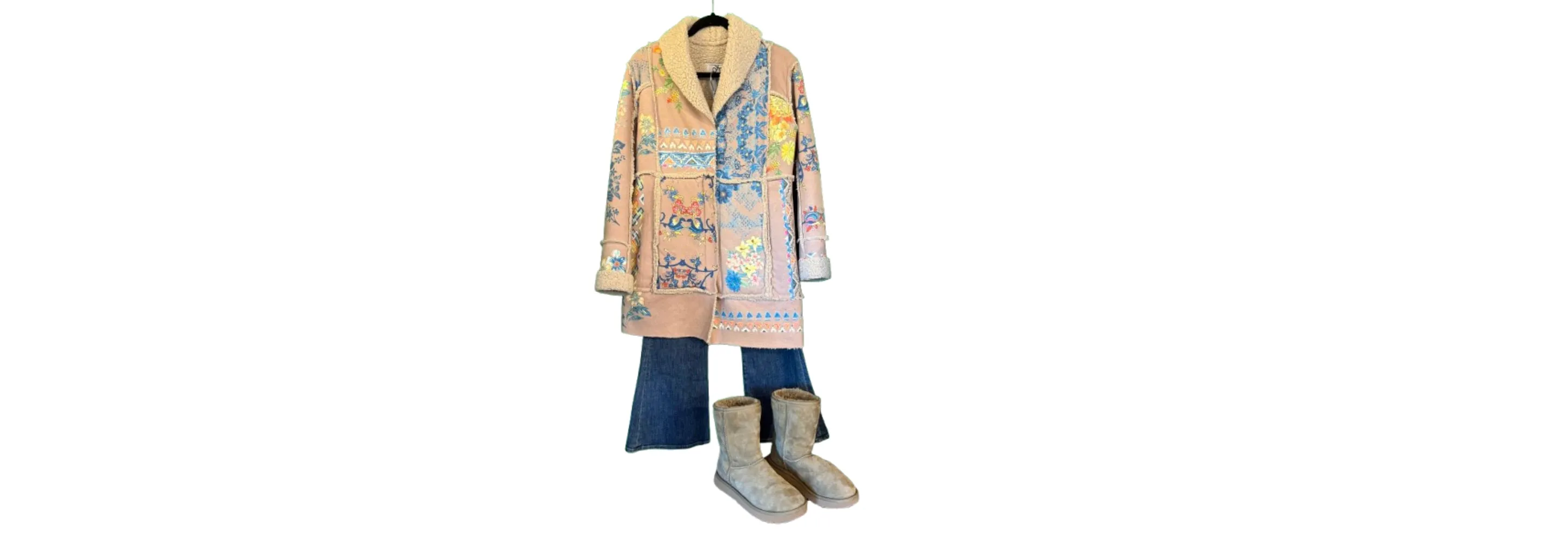 Faux Suede Fleece Lined Floral Jacket XS - Johnny Was