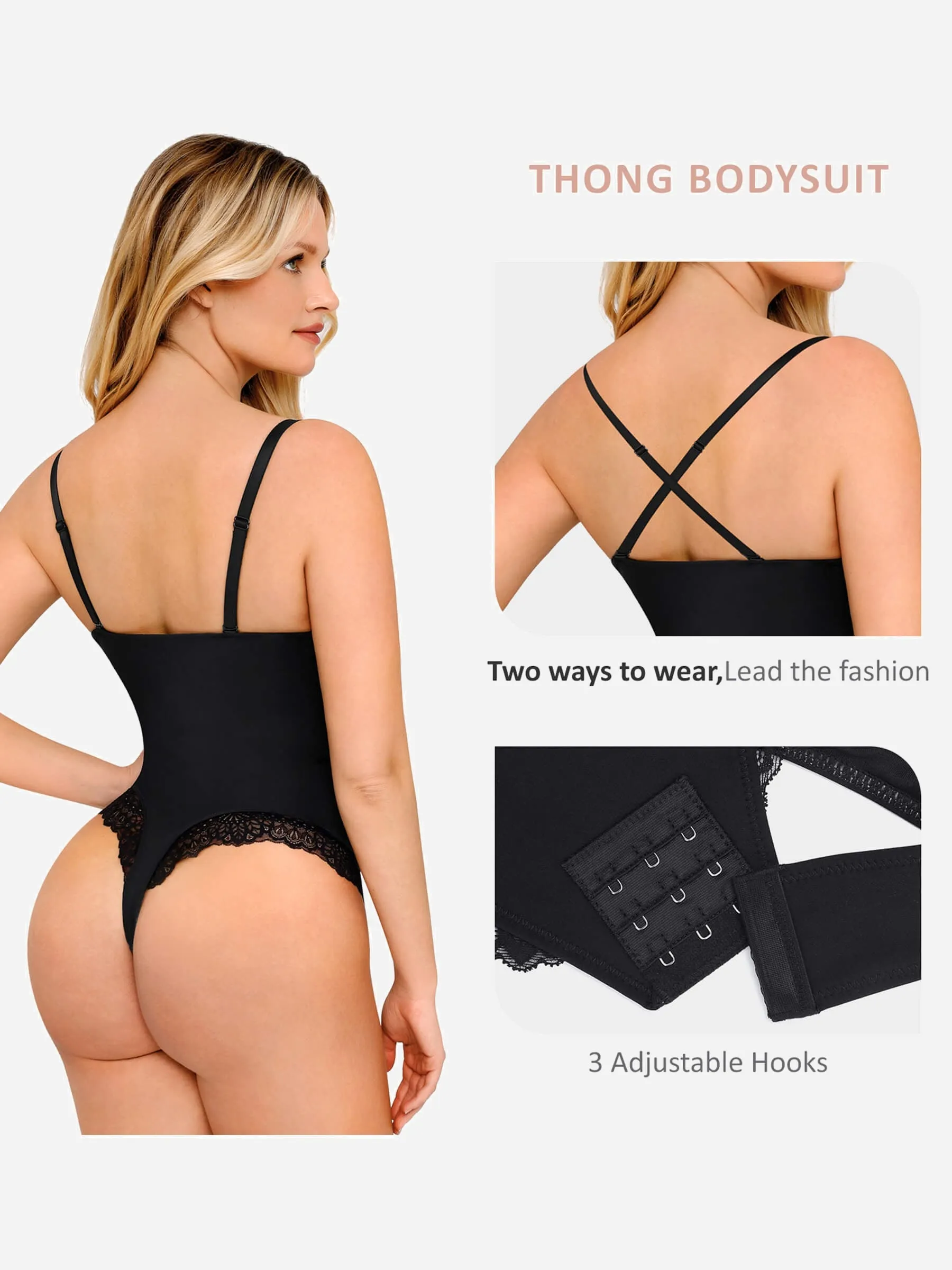 Feelingirl Deep V Neck Thong Body Shaper