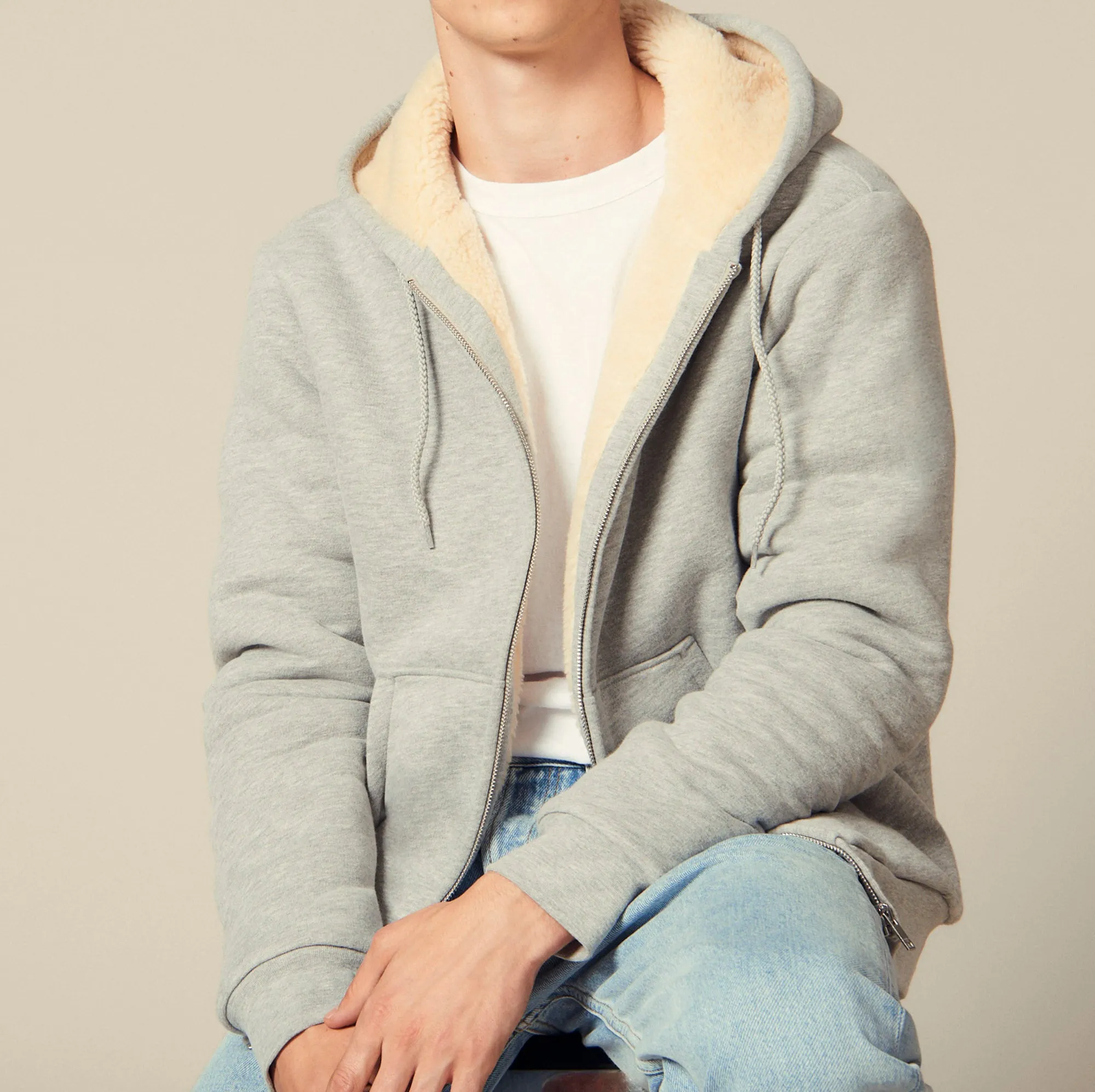 Hoodie sherpa zippé