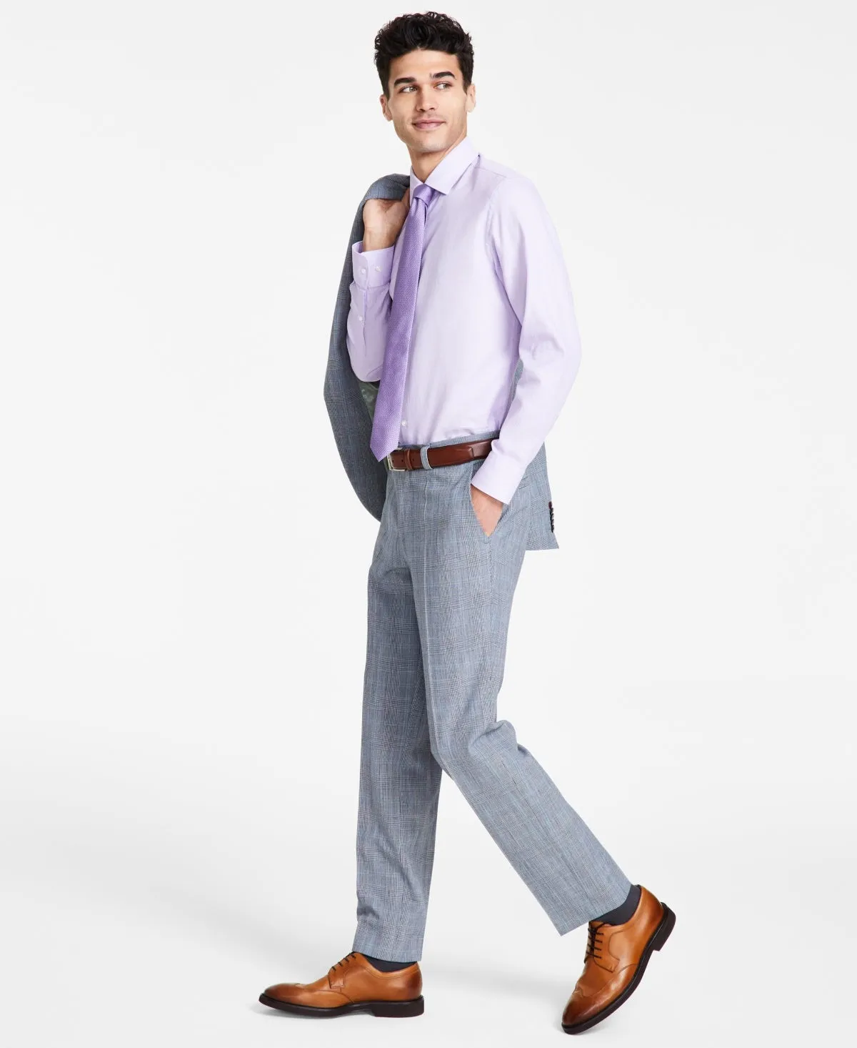 Hugo Boss Mens Modern fit Dress Pants 36 / 32 Grey Plaid