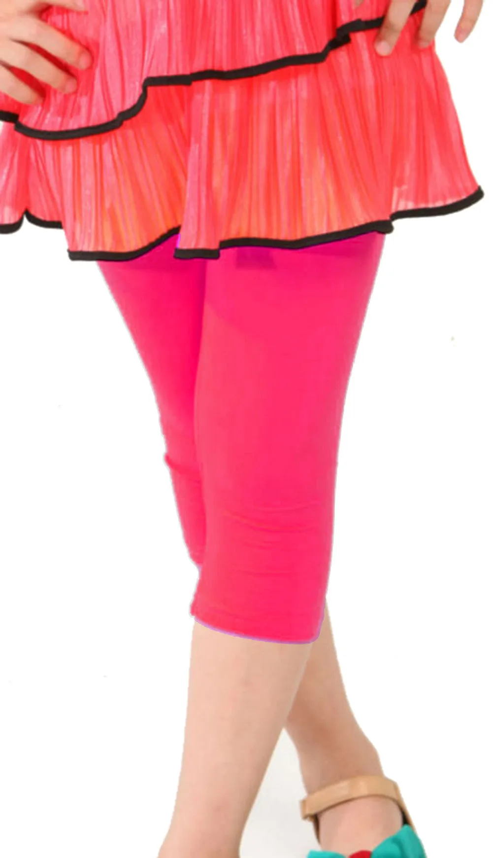 Khanomak Kids Girls Capris Crop Cotton Leggings