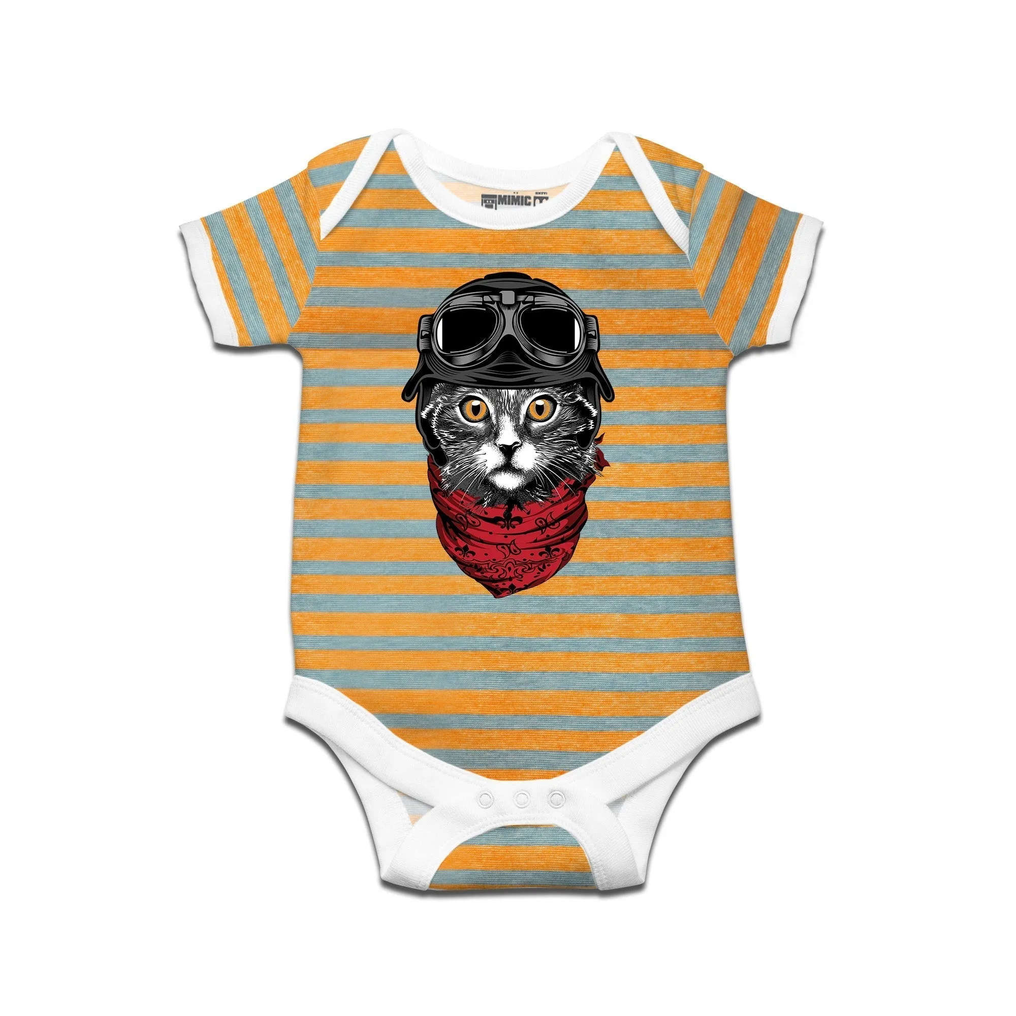 Kidswear By Ruse Cute cat Printed Striped infant Romper For Baby