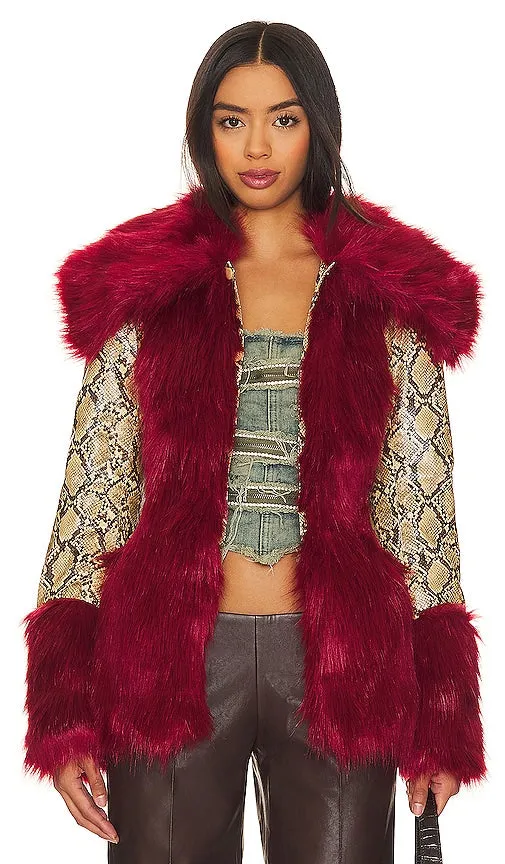 Kim Shui Snakeskin Coat in Wine