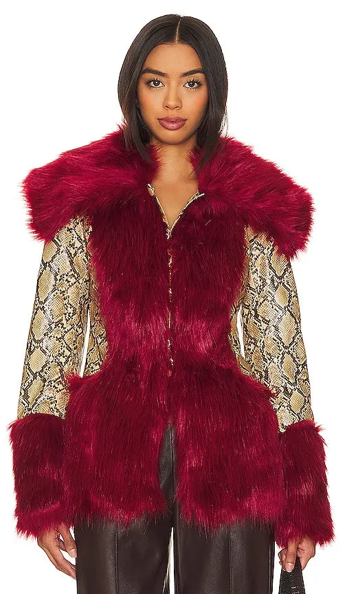 Kim Shui Snakeskin Coat in Wine