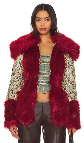 Kim Shui Snakeskin Coat in Wine