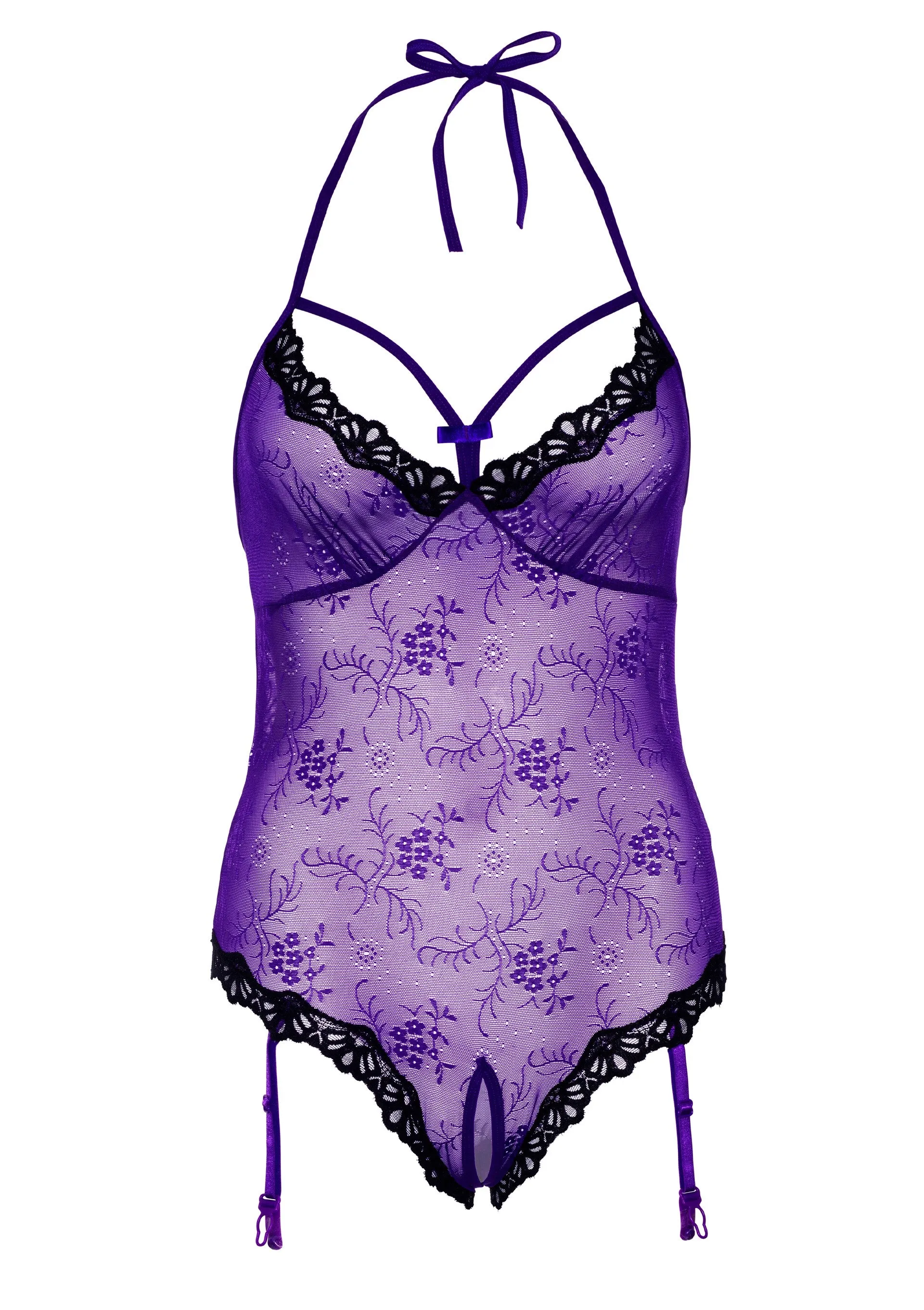 Lace Teddy with Open Crotch