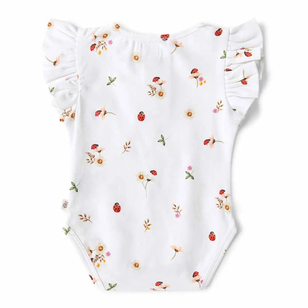 Ladybug Short Sleeve Organic Bodysuit with Frill