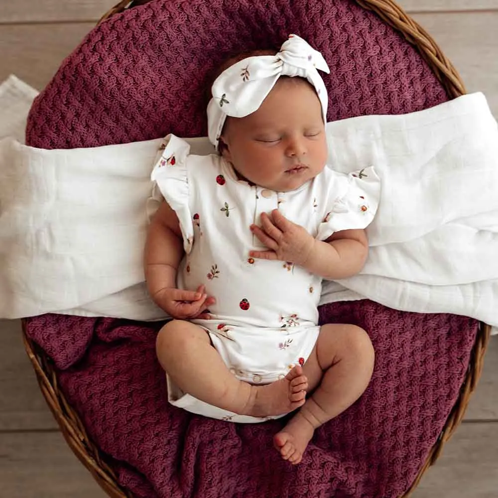 Ladybug Short Sleeve Organic Bodysuit with Frill