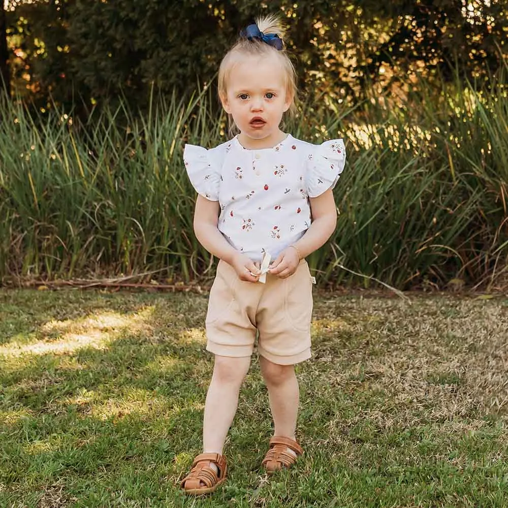 Ladybug Short Sleeve Organic Bodysuit with Frill