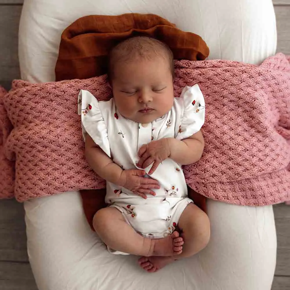 Ladybug Short Sleeve Organic Bodysuit with Frill