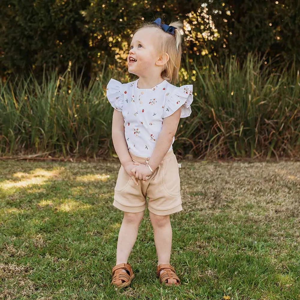 Ladybug Short Sleeve Organic Bodysuit with Frill