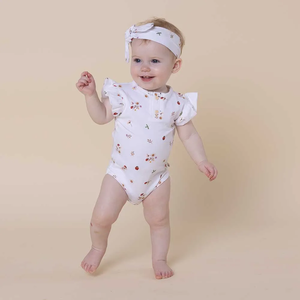 Ladybug Short Sleeve Organic Bodysuit with Frill