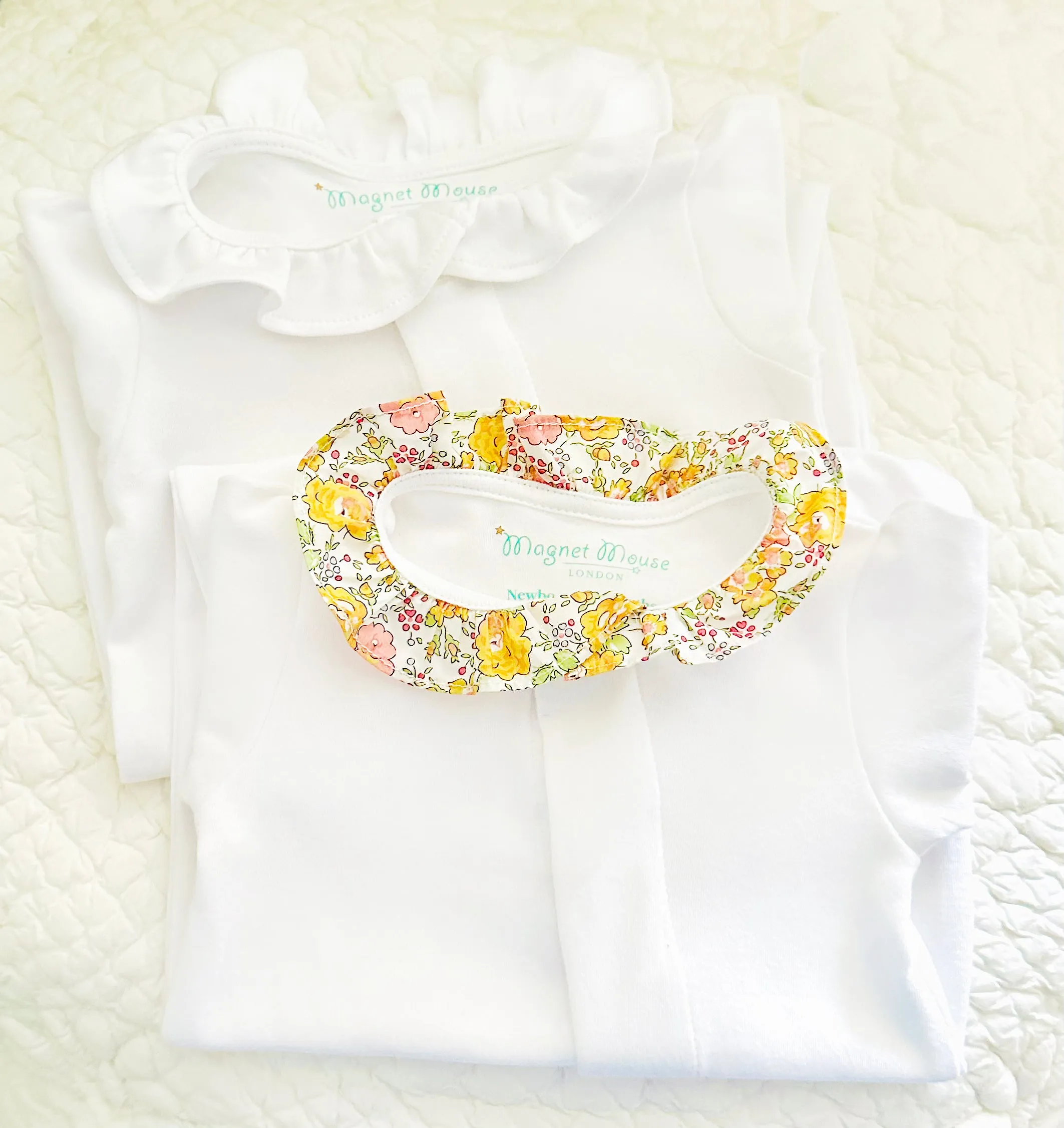 Liberty Felicite Yellow Ruffle Collar Onesie