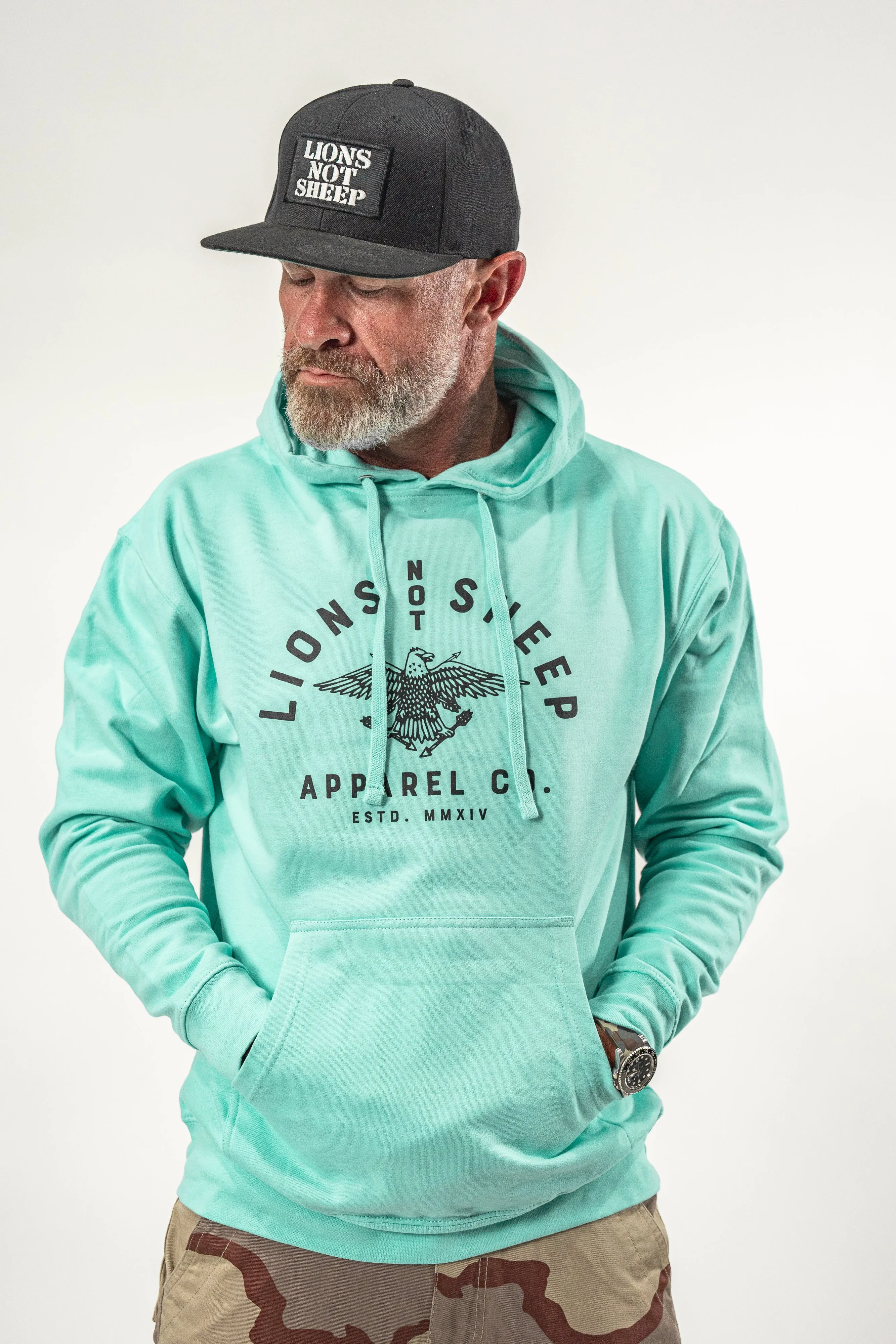Lions Not Sheep "Vintage Eagle" Unisex Pullover Hoodie - Mint Edition