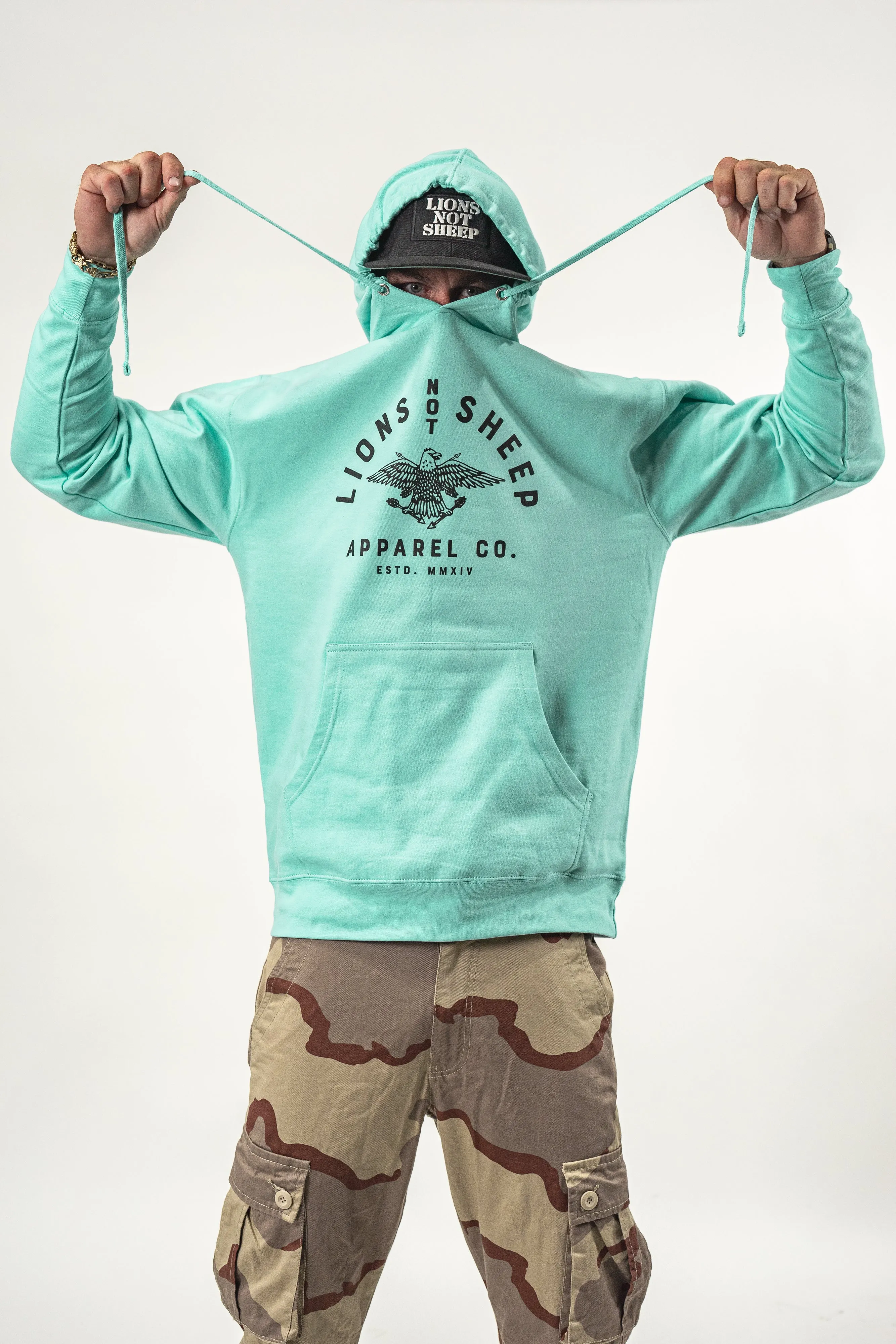 Lions Not Sheep "Vintage Eagle" Unisex Pullover Hoodie - Mint Edition
