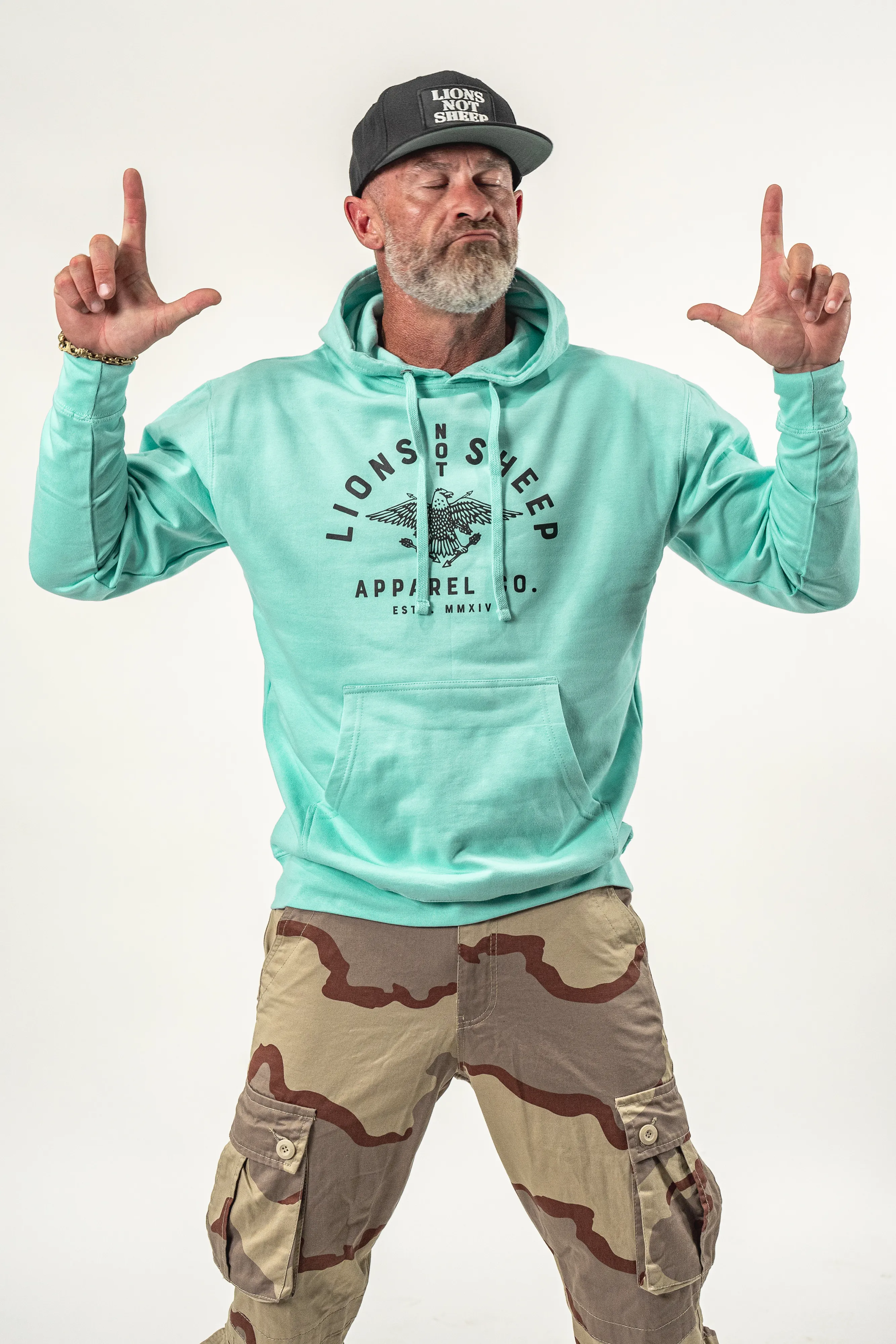 Lions Not Sheep "Vintage Eagle" Unisex Pullover Hoodie - Mint Edition