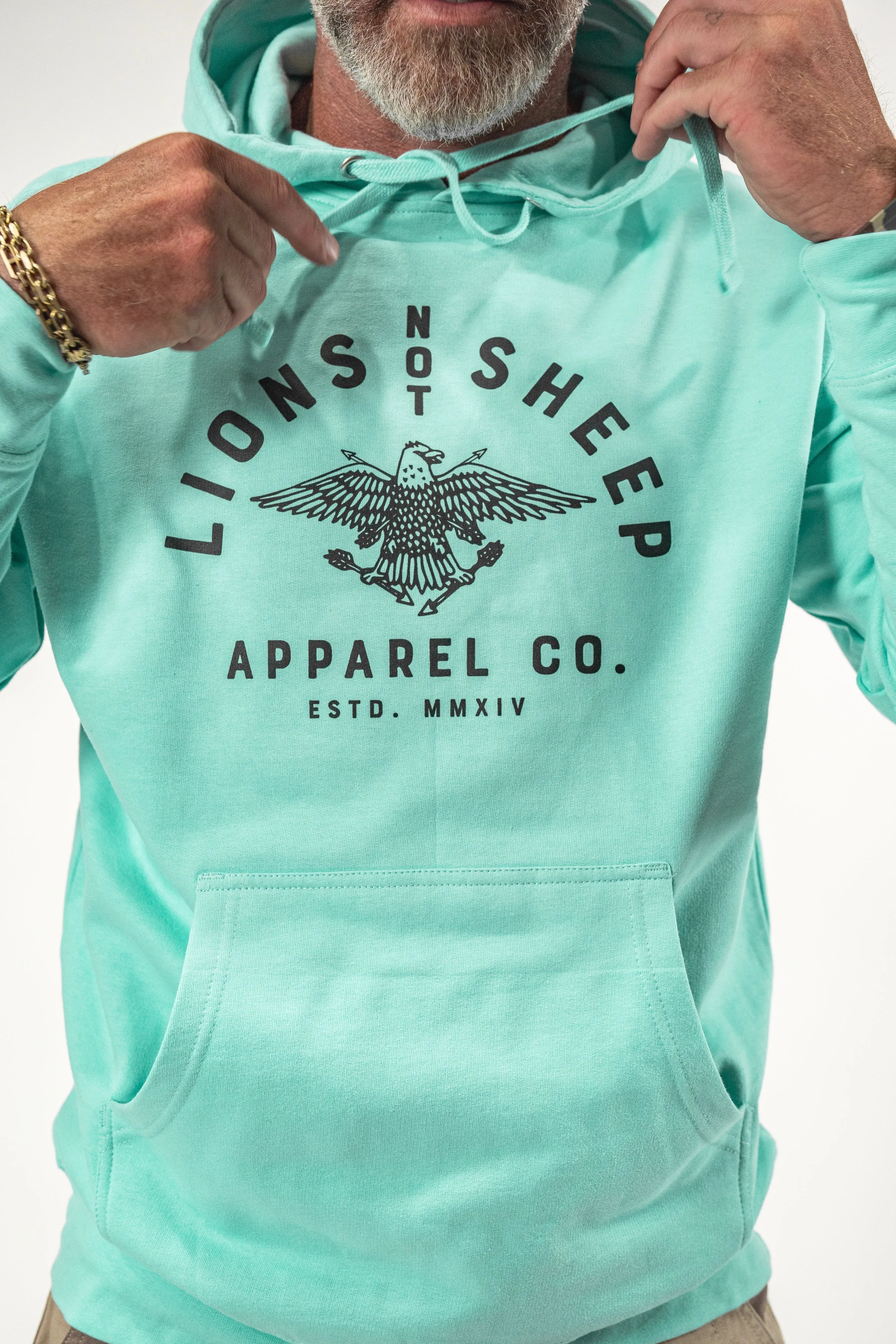 Lions Not Sheep "Vintage Eagle" Unisex Pullover Hoodie - Mint Edition