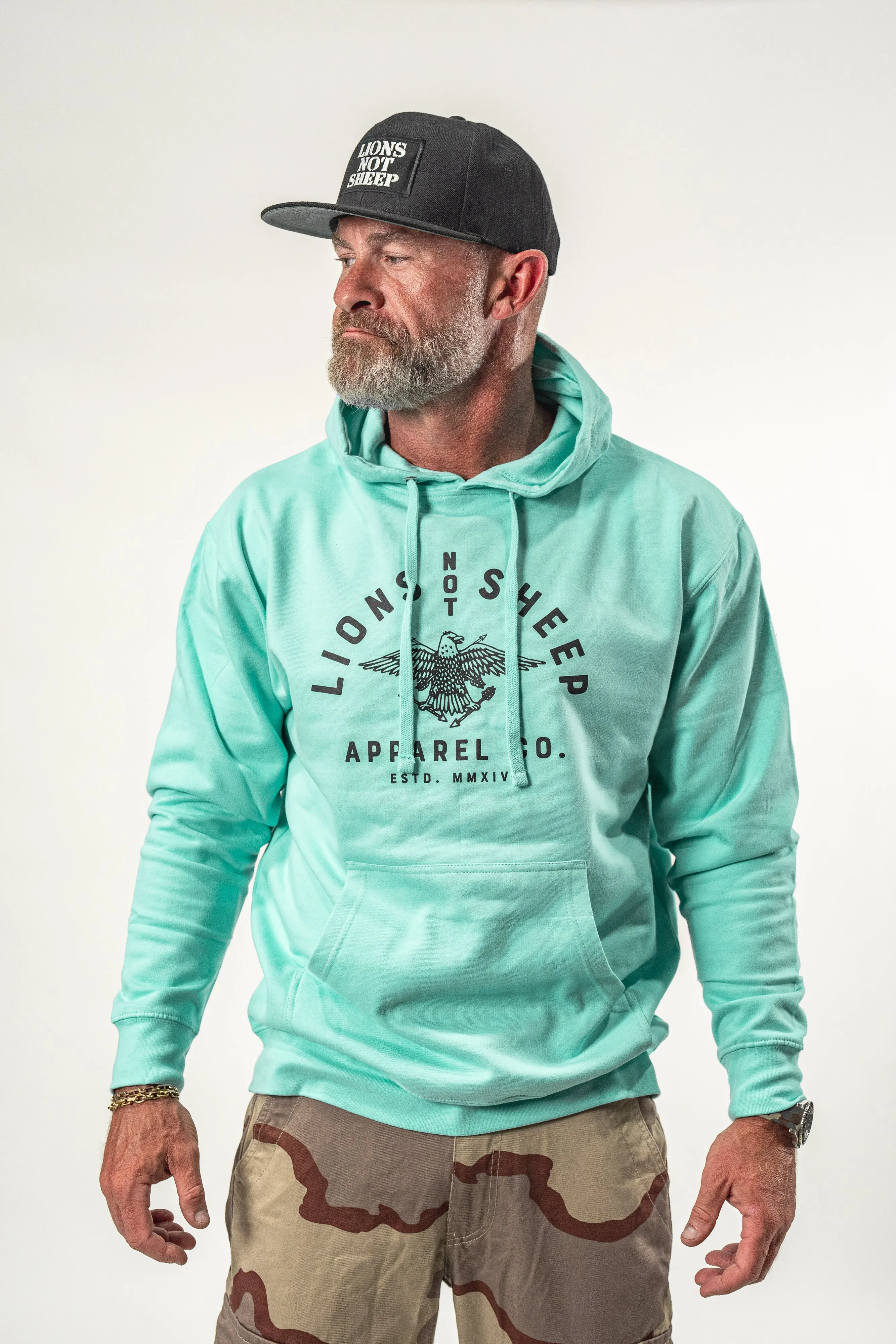 Lions Not Sheep "Vintage Eagle" Unisex Pullover Hoodie - Mint Edition