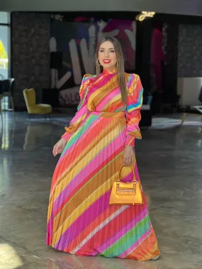 Multi Satin Maxi Skirt