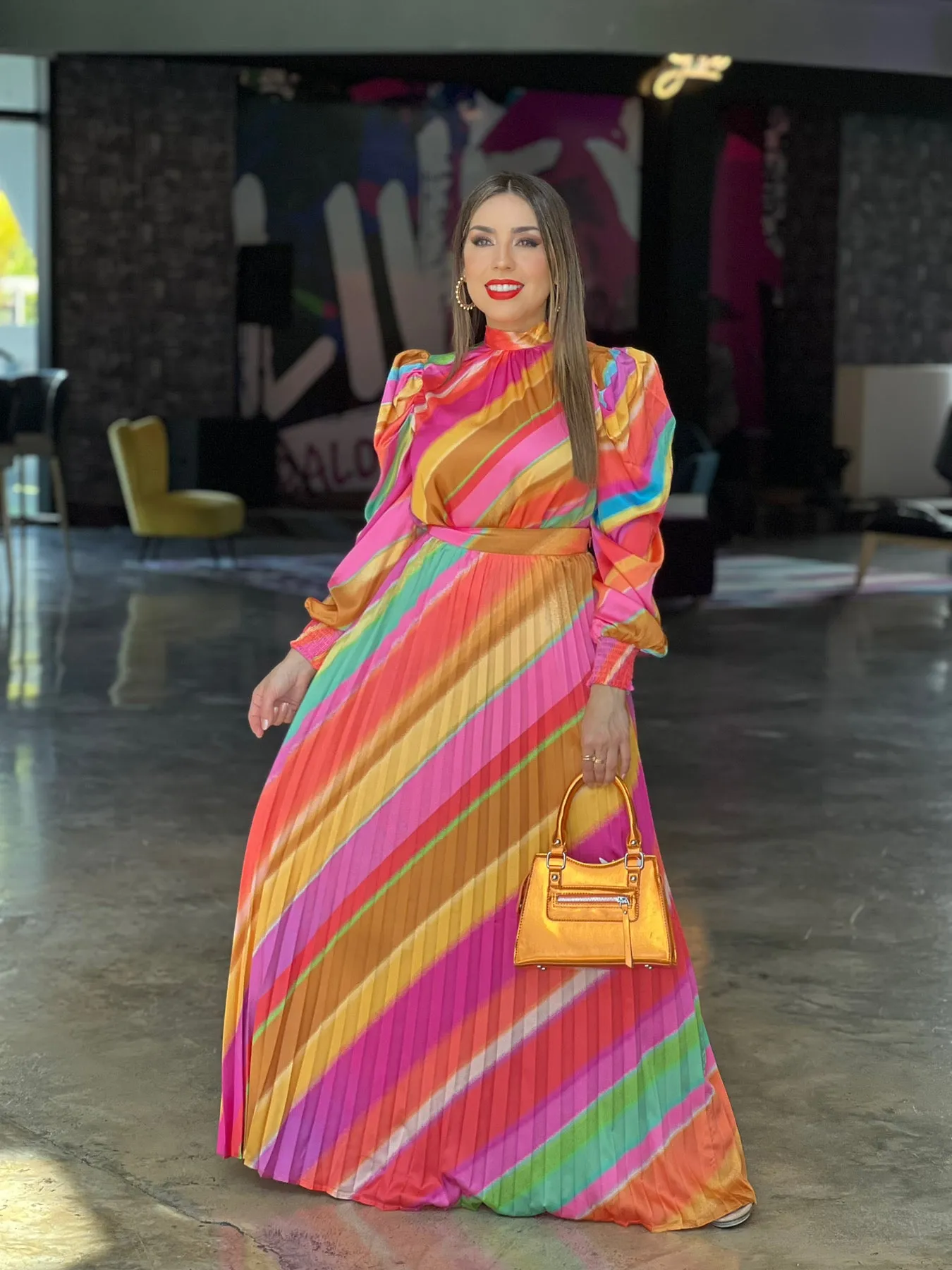Multi Satin Maxi Skirt
