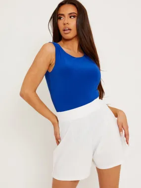 Nicolle Slinky Racer Back Sleeveless Bodysuit In Royal