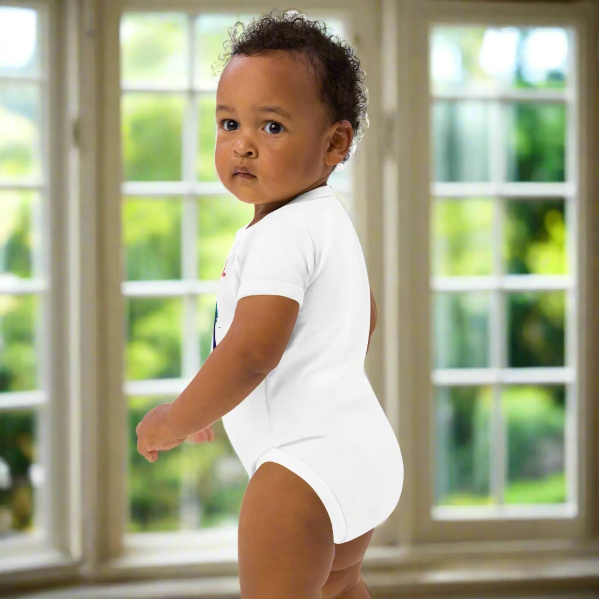 Organic cotton baby bodysuit, Beach dude