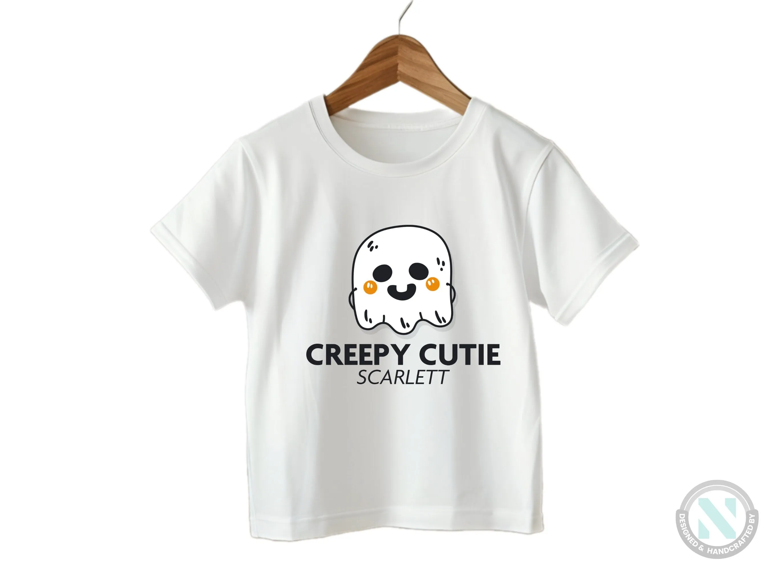 Personalize Girl Name Halloween Bodysuit With Greepy Cutie- First Halloween Party