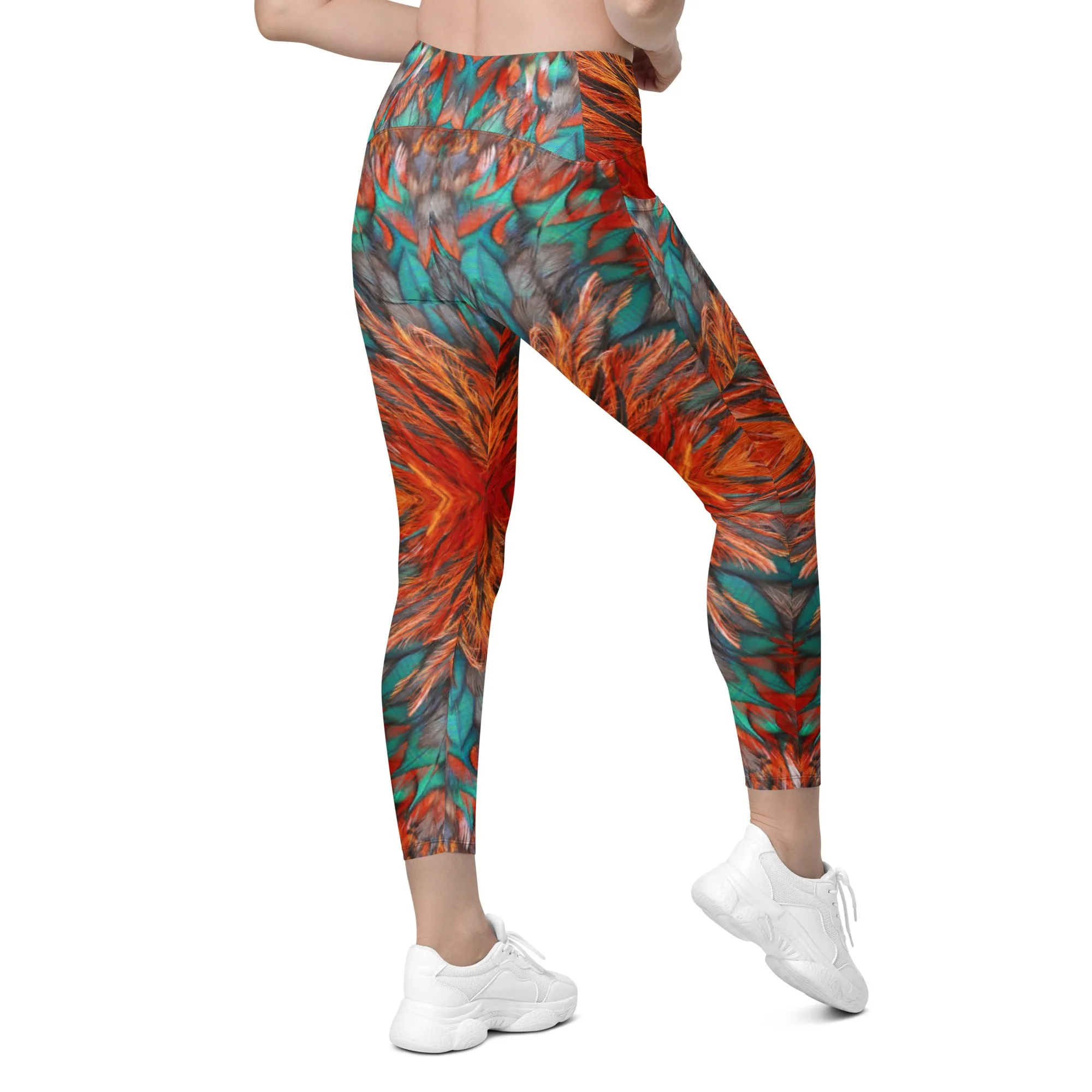 Phoenix Rising Crossover Leggings with Pockets, lioness-love