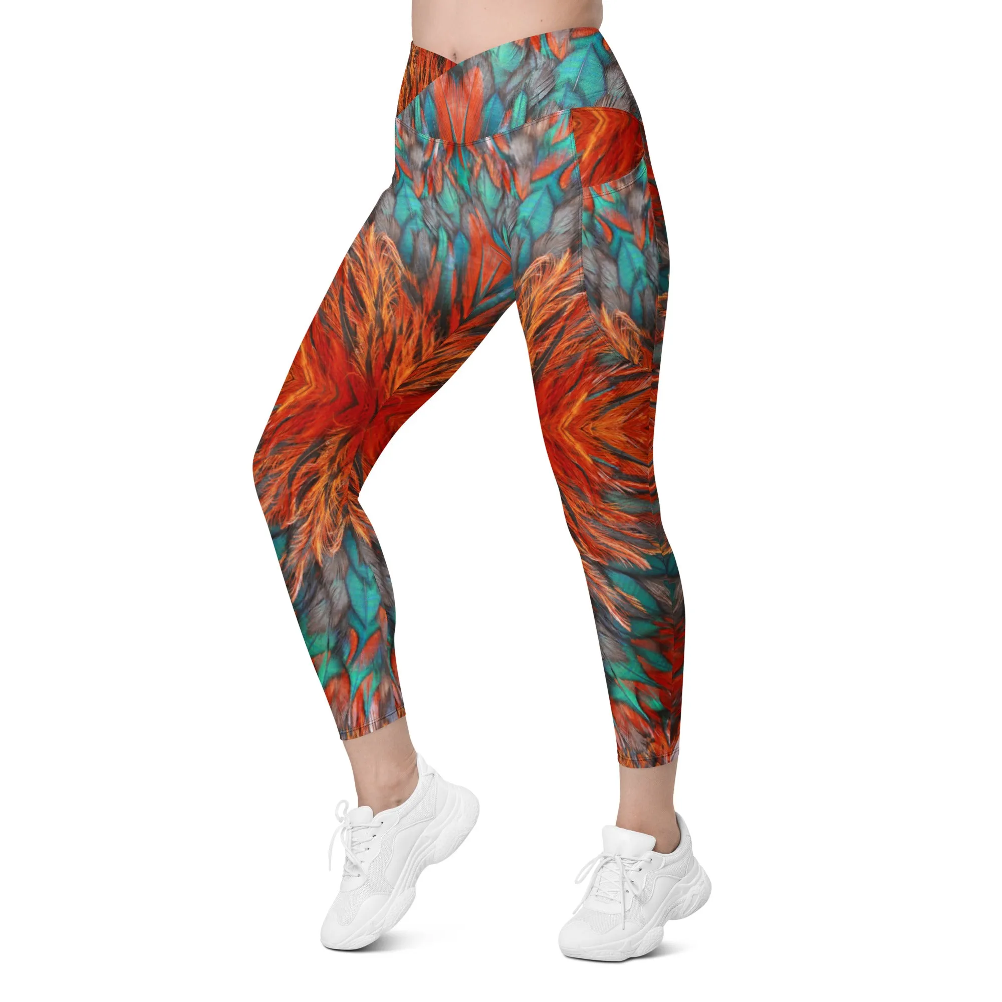 Phoenix Rising Crossover Leggings with Pockets, lioness-love