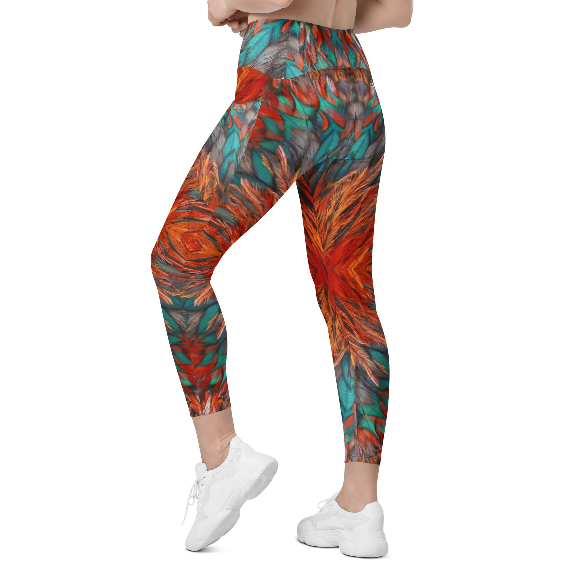 Phoenix Rising Crossover Leggings with Pockets, lioness-love