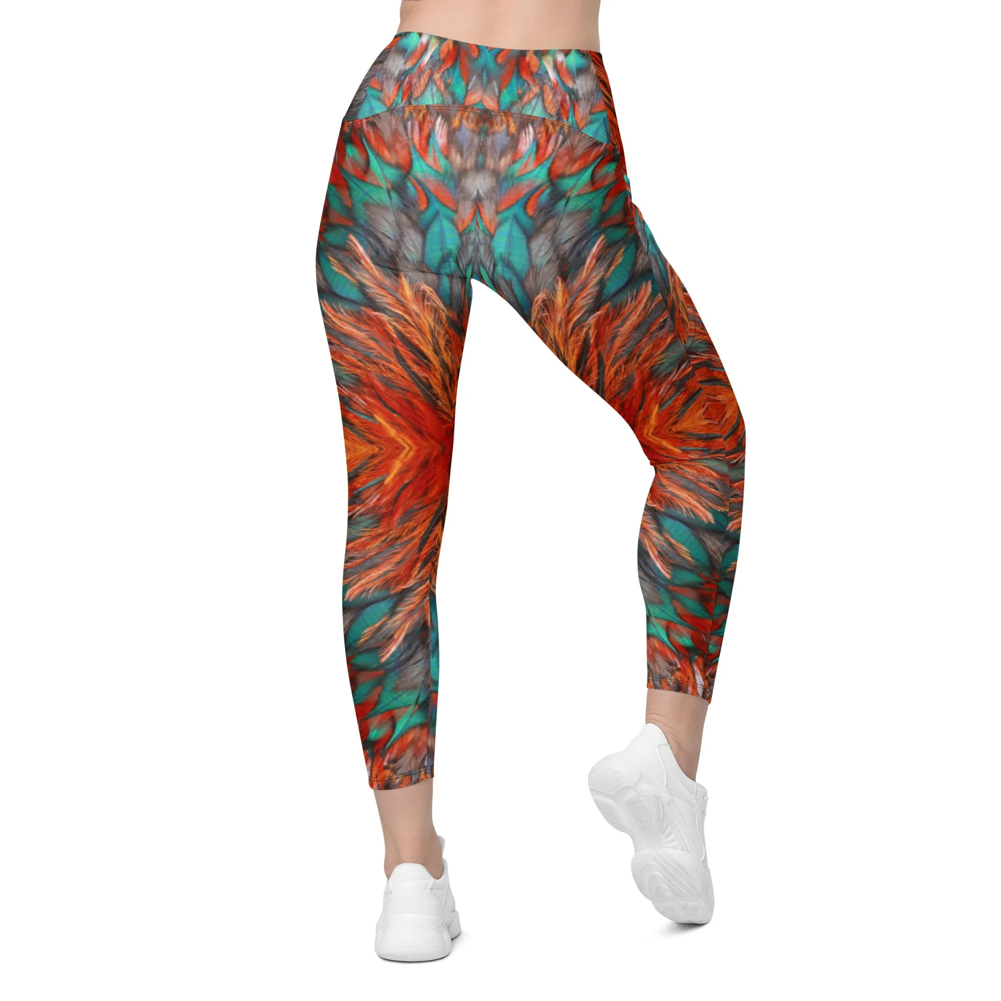 Phoenix Rising Crossover Leggings with Pockets, lioness-love