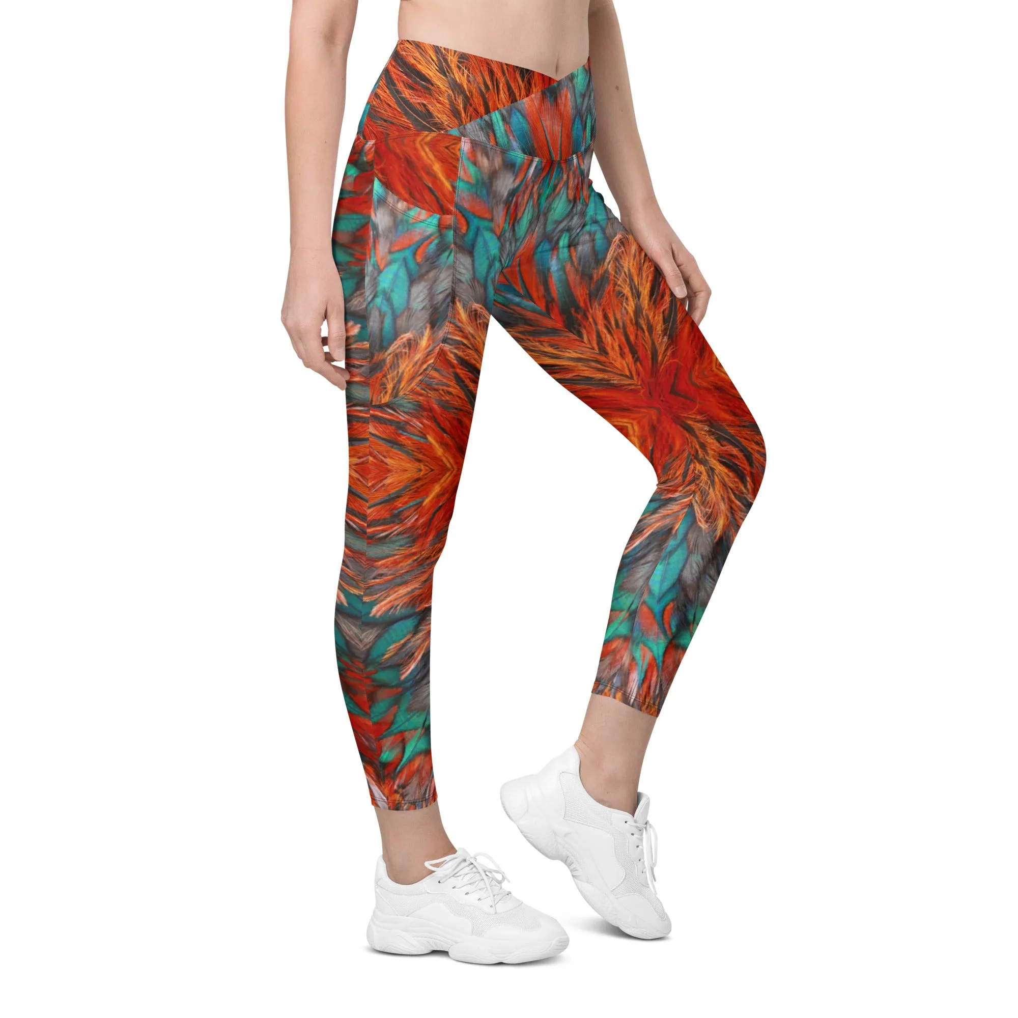 Phoenix Rising Crossover Leggings with Pockets, lioness-love