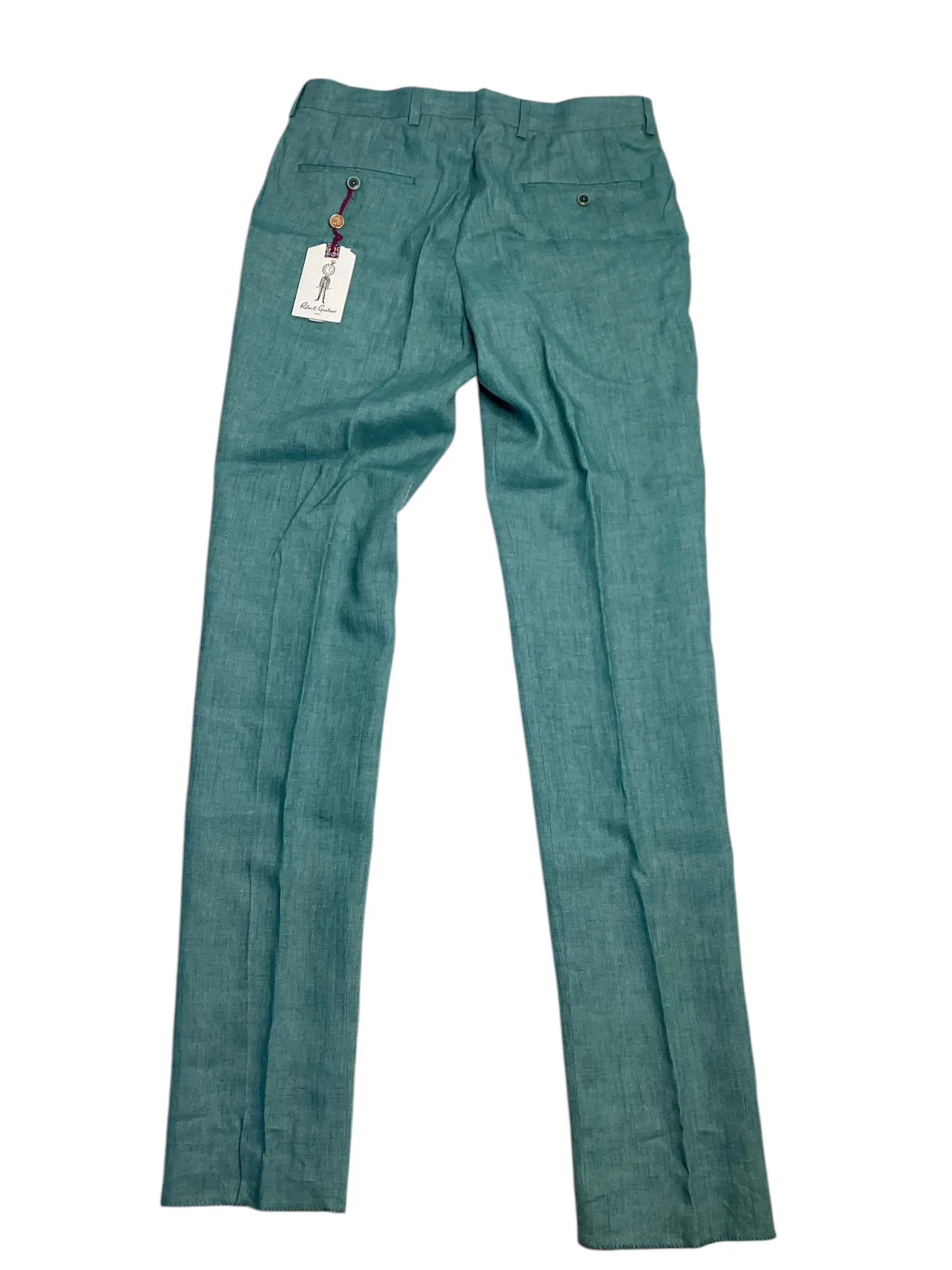 Robert Graham Men's Delave Slim Fit Linen Suit Dress Pants Size 34 Teal Green