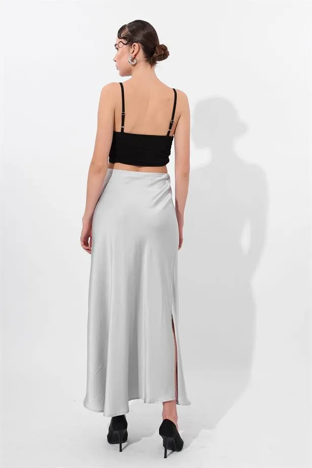 RYN Wholesale Satin Long Skirt Gray - Hobbs
