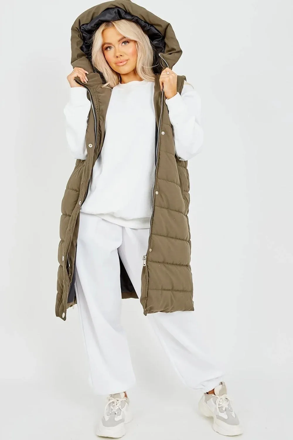 Sale Longline Padded Hooded Gilet - Jayla