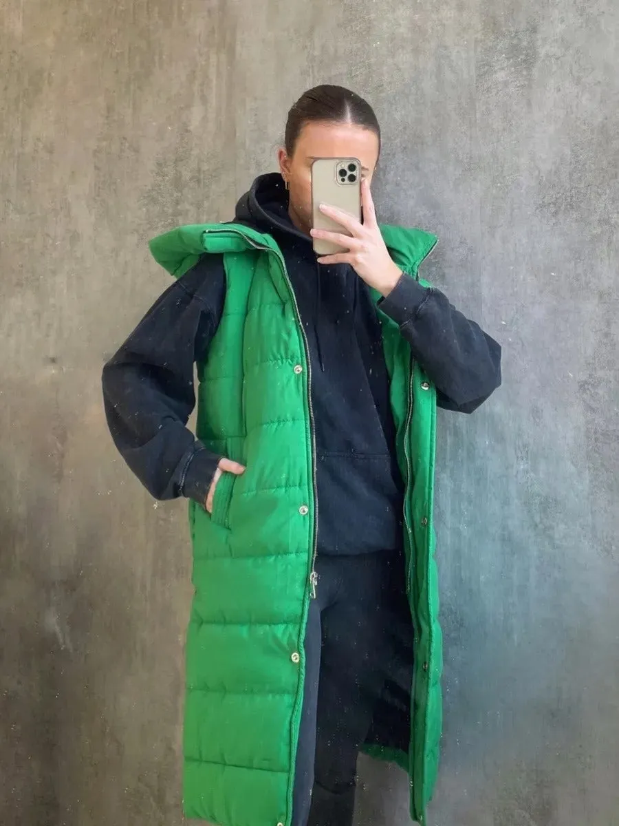 Sale Longline Padded Hooded Gilet - Jayla