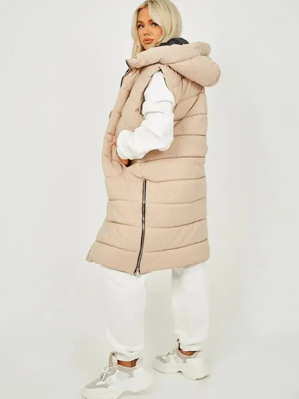 Sale Longline Padded Hooded Gilet - Jayla
