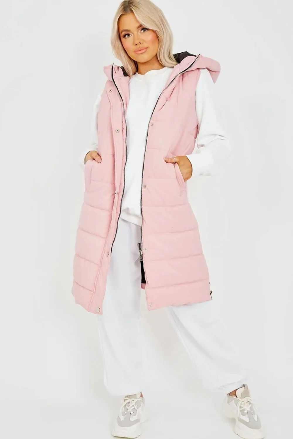 Sale Longline Padded Hooded Gilet - Jayla