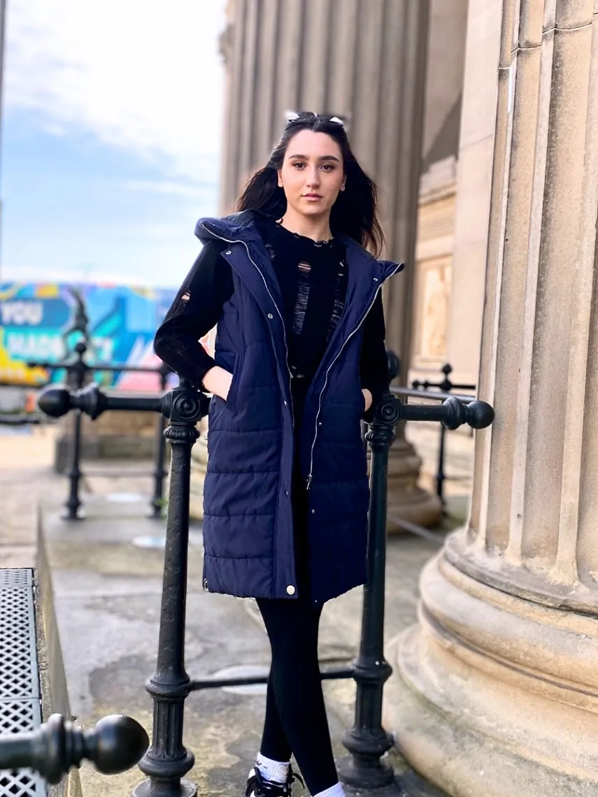 Sale Longline Padded Hooded Gilet - Jayla