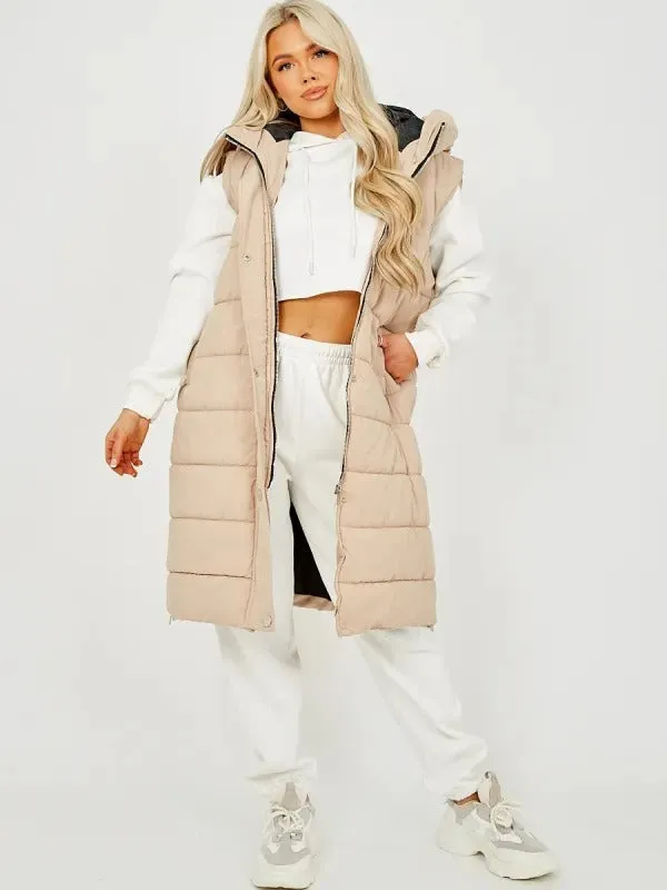 Sale Longline Padded Hooded Gilet - Jayla