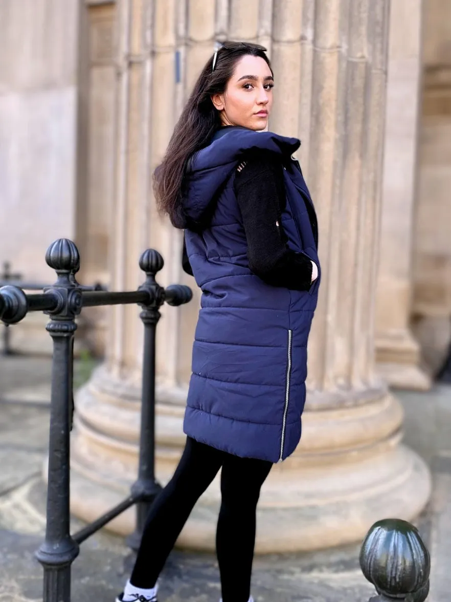 Sale Longline Padded Hooded Gilet - Jayla