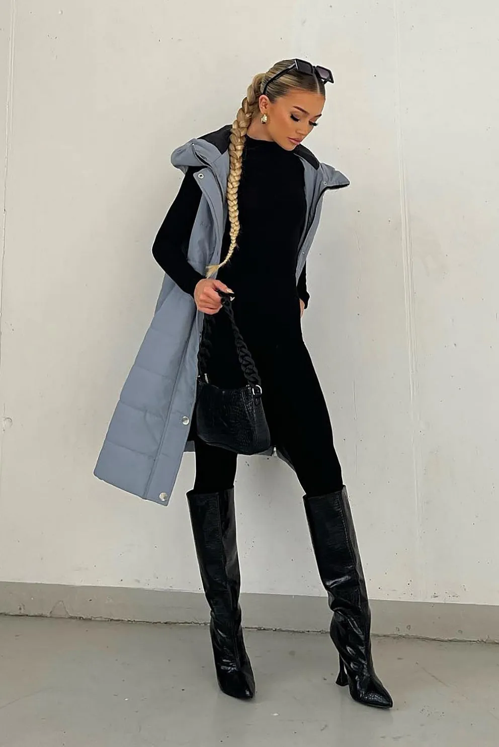 Sale Longline Padded Hooded Gilet - Jayla
