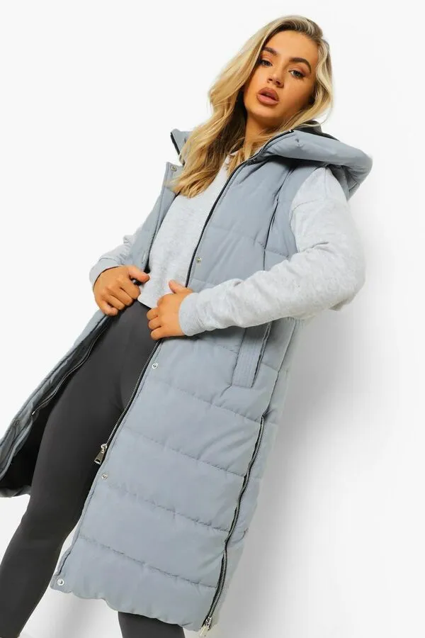 Sale Longline Padded Hooded Gilet - Jayla