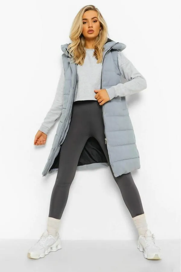 Sale Longline Padded Hooded Gilet - Jayla