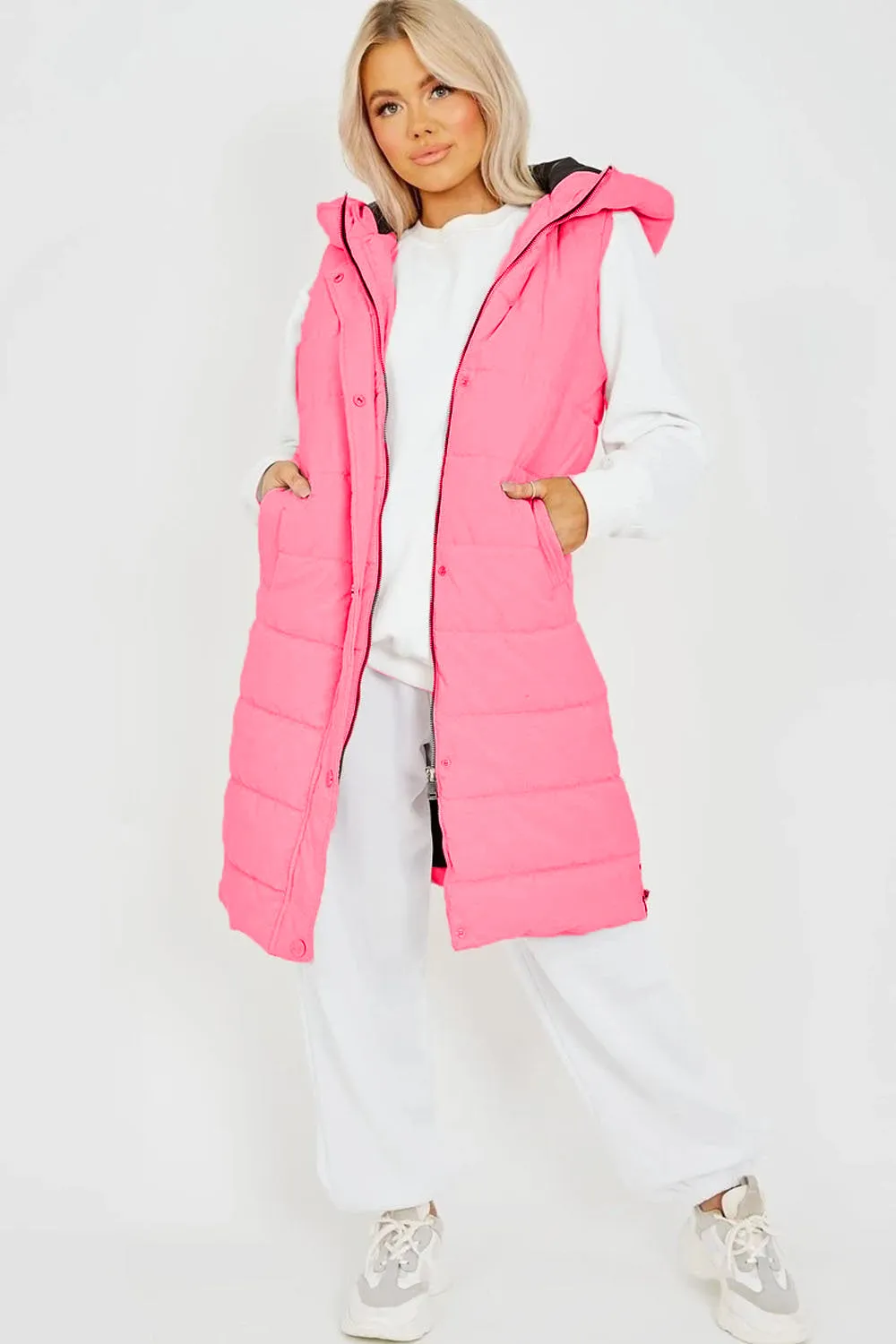 Sale Longline Padded Hooded Gilet - Jayla