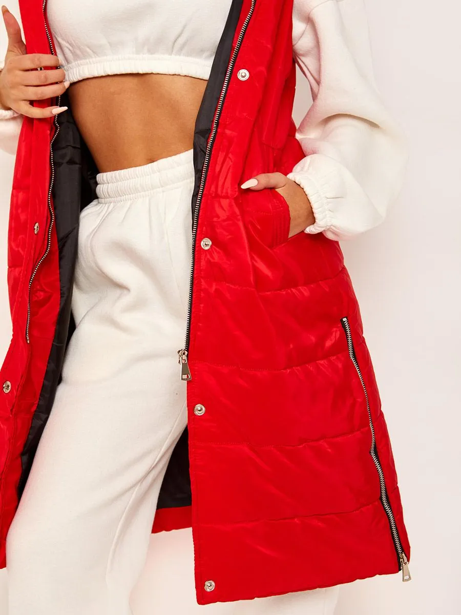 Sale Longline Padded Hooded Gilet - Jayla